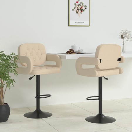 vidaXL Barhocker 2 Stk. Creme Stoff