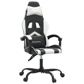 vidaXL Gaming-Stuhl Drehbar Schwarz und Weiß Kunstleder