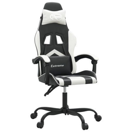 vidaXL Gaming-Stuhl Drehbar Schwarz und Weiß Kunstleder