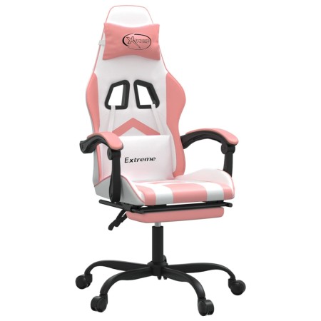 vidaXL Gaming-Stuhl mit Fußstütze Drehbar Weiß & Rosa Kunstleder