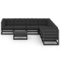 8-tlg. Garten-Lounge-Set mit Kissen Schwarz Kiefer Massivholz 8-tlg. Garten-Lounge-Set mit Kissen Schwarz Kiefer Massivholz