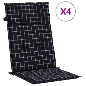 vidaXL Hochlehner-Auflagen 4 Stk. Schwarz Karomuster Stoff