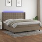 vidaXL Boxspringbett mit Matratze & LED Taupe 200x200 cm Stoff vidaXL Boxspringbett mit Matratze & LED Taupe 200x200 cm Stoff