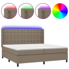 vidaXL Boxspringbett mit Matratze & LED Taupe 200x200 cm Stoff