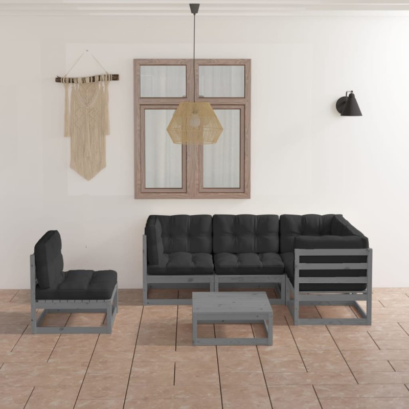 6-tlg. Garten-Lounge-Set mit Kissen Kiefer Massivholz 6-tlg. Garten-Lounge-Set mit Kissen Kiefer Massivholz