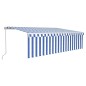 vidaXL Markise Manuell Einziehbar mit Rollo & LED 5x3 m Blau & Weiß vidaXL Markise Manuell Einziehbar mit Rollo & LED 5x3 m Blau & Weiß