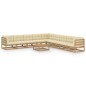 10-tlg. Garten-Lounge-Set Kissen Honigbraun Kiefer Massivholz 10-tlg. Garten-Lounge-Set Kissen Honigbraun Kiefer Massivholz