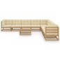 10-tlg. Garten-Lounge-Set Kissen Honigbraun Kiefer Massivholz 10-tlg. Garten-Lounge-Set Kissen Honigbraun Kiefer Massivholz