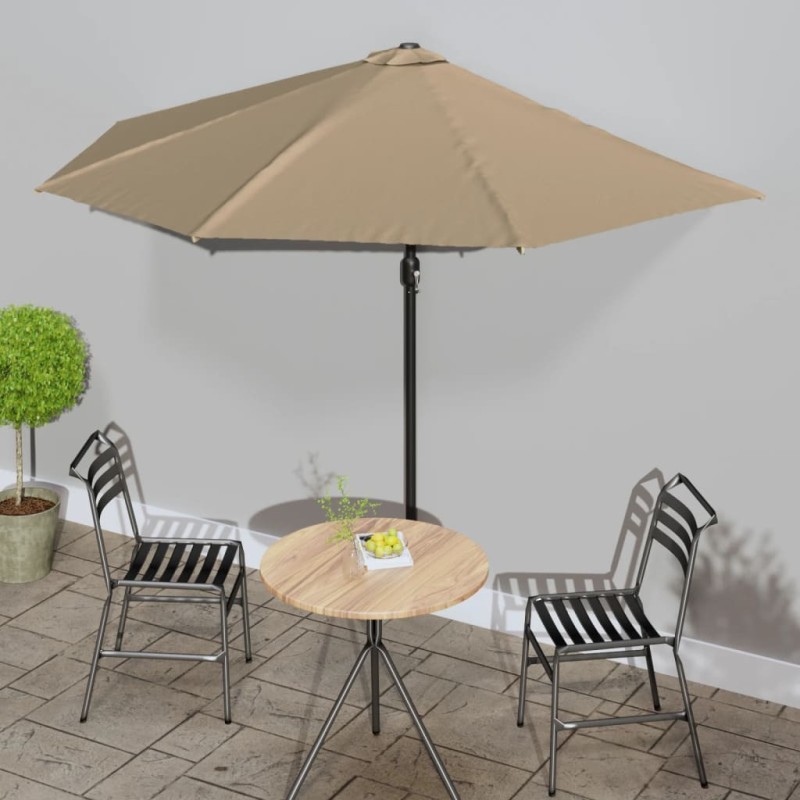vidaXL Balkon-Sonnenschirm mit Alu-Mast Taupe 300x155 cm Halbrund vidaXL Balkon-Sonnenschirm mit Alu-Mast Taupe 300x155 cm Halbrund