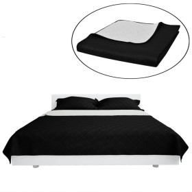 vidaXL Zweiseitige Tagesdecke Gesteppt Schwarz/Weiß 230x260 cm