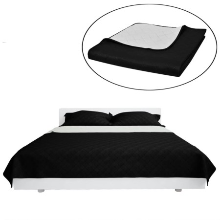 vidaXL Zweiseitige Tagesdecke Gesteppt Schwarz/Weiß 230x260 cm