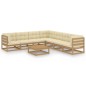 8-tlg. Garten-Lounge-Set Kissen Honigbraun Kiefer Massivholz 8-tlg. Garten-Lounge-Set Kissen Honigbraun Kiefer Massivholz