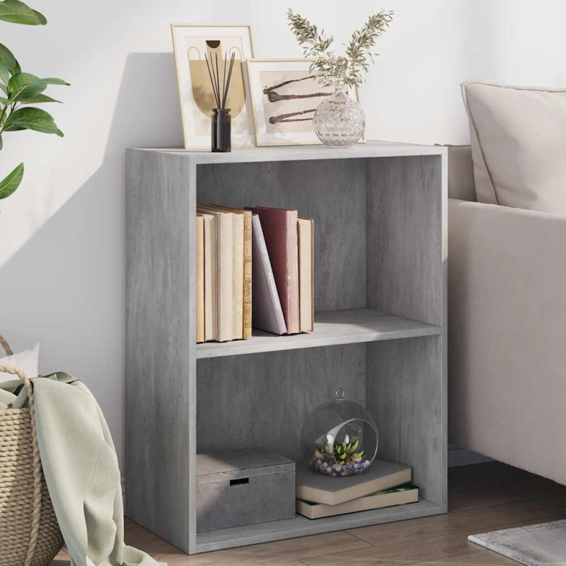 vidaXL Bücherregal 2 Fächer Betongrau 60x30x76,5 cm Holzwerkstoff vidaXL Bücherregal 2 Fächer Betongrau 60x30x76,5 cm Holzwerkstoff