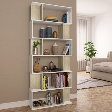 vidaXL Bücherregal/Raumteiler Weiß Sonoma-Eiche 80×24×192 cm