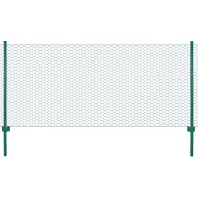 vidaXL Maschendrahtzaun mit Pfosten Stahl 25 x 1 m Grün