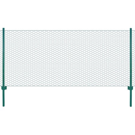 vidaXL Maschendrahtzaun mit Pfosten Stahl 25 x 1 m Grün