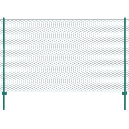 vidaXL Maschendrahtzaun mit Pfosten Stahl 25 x 1,5 m Grün