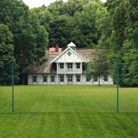 vidaXL Maschendrahtzaun mit Pfosten Stahl 25 x 1,5 m Grün