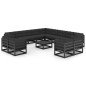 vidaXL 14-tlg. Garten-Lounge-Set mit Kissen Schwarz Massivholz Kiefer vidaXL 14-tlg. Garten-Lounge-Set mit Kissen Schwarz Massivholz Kiefer