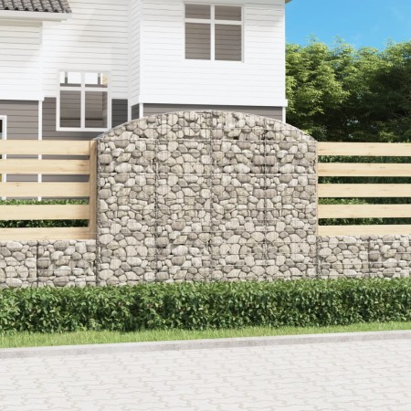 vidaXL Gabione mit Hochbogen 200x30x160/180 cm Verzinktes Eisen
