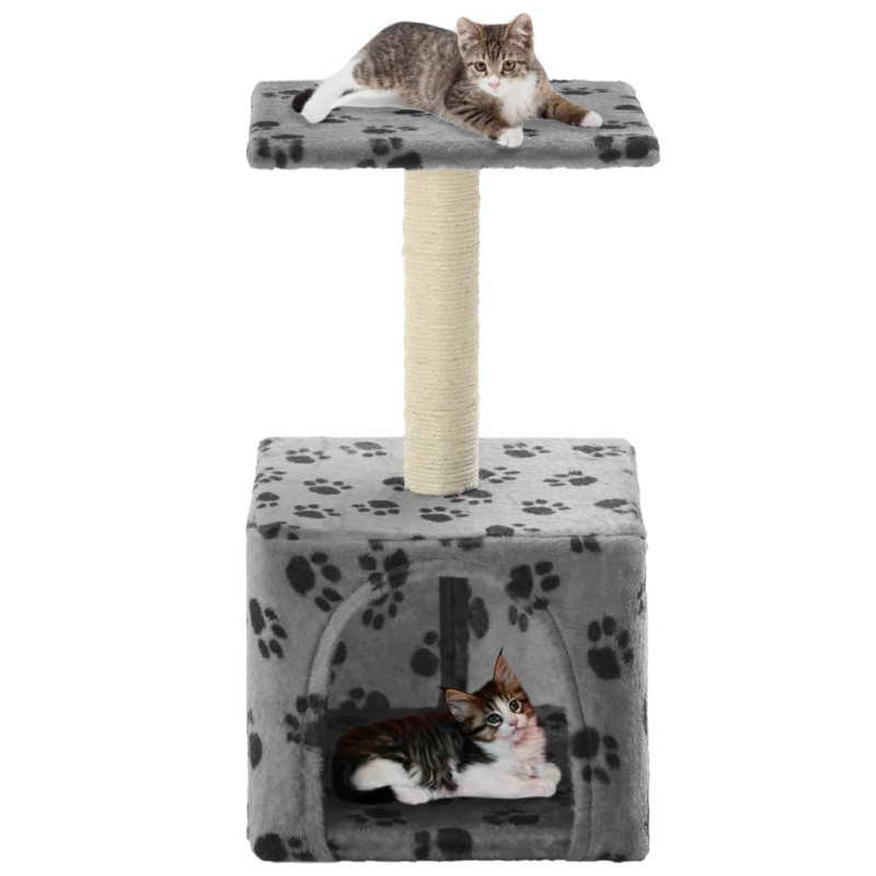 vidaXL Katzen-Kratzbaum Sisal 55 cm Grau Pfoten-Aufdruck vidaXL Katzen-Kratzbaum Sisal 55 cm Grau Pfoten-Aufdruck
