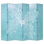vidaXL Raumteiler klappbar 228 x 170 cm Schmetterling Blau vidaXL Raumteiler klappbar 228 x 170 cm Schmetterling Blau