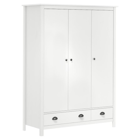 vidaXL Kleiderschrank mit 3 Türen Hill Weiß 127x50x170 cm Kiefernholz