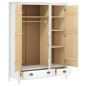 vidaXL Kleiderschrank mit 3 Türen Hill Weiß 127x50x170 cm Kiefernholz vidaXL Kleiderschrank mit 3 Türen Hill Weiß 127x50x170 cm Kiefernholz