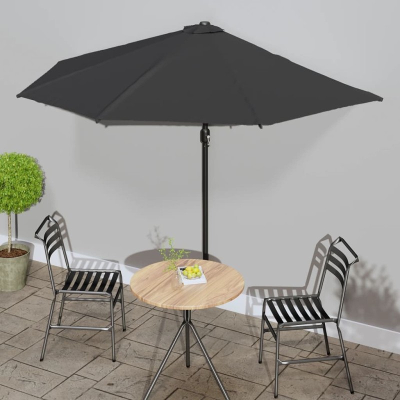 vidaXL Balkon-Sonnenschirm Alu-Mast Schwarz 300x155x223cm Halbrund vidaXL Balkon-Sonnenschirm Alu-Mast Schwarz 300x155x223cm Halbrund