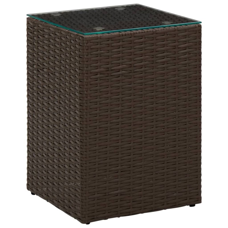 vidaXL Beistelltisch mit Glasplatte Braun 35x35x52 cm Poly Rattan vidaXL Beistelltisch mit Glasplatte Braun 35x35x52 cm Poly Rattan