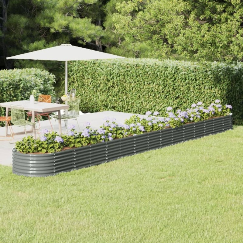 vidaXL Hochbeet Pulverbeschichteter Stahl 620x80x36 cm Grau vidaXL Hochbeet Pulverbeschichteter Stahl 620x80x36 cm Grau