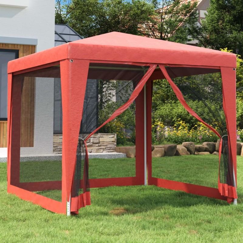 vidaXL Partyzelt mit 4 Mesh-Seitenwänden Rot 2,5x2,5 m HDPE vidaXL Partyzelt mit 4 Mesh-Seitenwänden Rot 2,5x2,5 m HDPE
