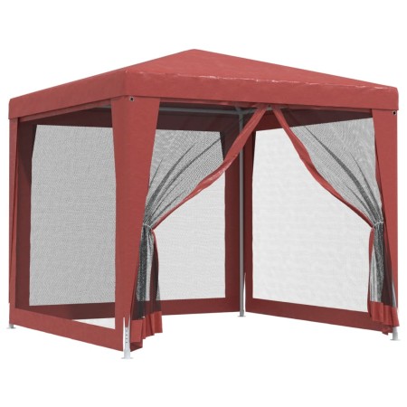vidaXL Partyzelt mit 4 Mesh-Seitenwänden Rot 2,5x2,5 m HDPE