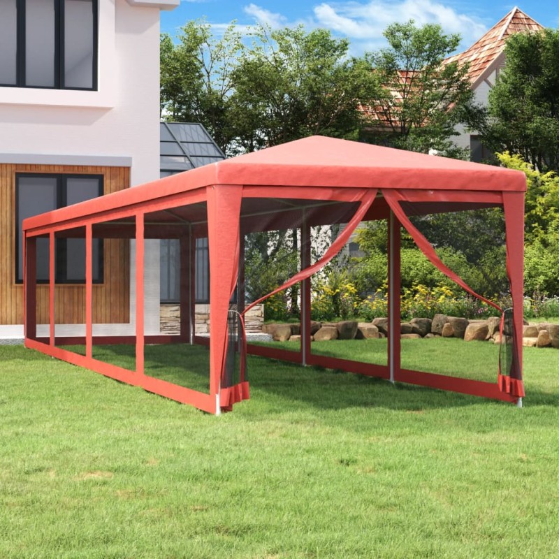 vidaXL Partyzelt mit 10 Mesh-Seitenwänden Rot 3x12 m HDPE vidaXL Partyzelt mit 10 Mesh-Seitenwänden Rot 3x12 m HDPE