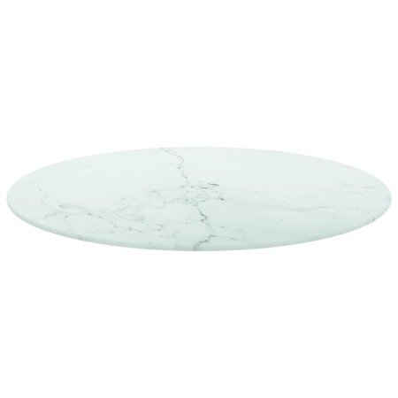 vidaXL Tischplatte Weiß Ø70x0,8 cm Hartglas in Marmoroptik