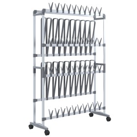 vidaXL Schuhregal mit Rollen Silbern 89x27x120 cm