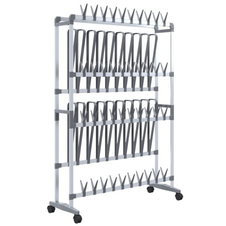 vidaXL Schuhregal mit Rollen Silbern 89x27x120 cm