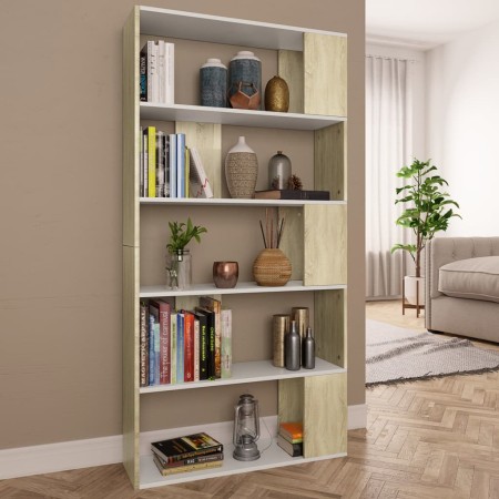 vidaXL Bücherregal/Raumteiler Weiß Sonoma-Eiche 80x24x159 cm