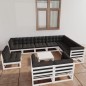 11-tlg. Garten-Lounge-Set mit Kissen Weiß Kiefer Massivholz 11-tlg. Garten-Lounge-Set mit Kissen Weiß Kiefer Massivholz