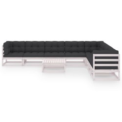 vidaXL 9-tlg. Garten-Lounge-Set mit Kissen Weiß Massivholz Kiefer