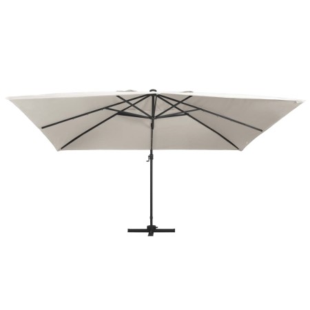vidaXL Ampelschirm mit LED-Beleuchtung Alu-Mast 400x300 cm Sandweiß