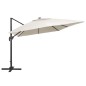 vidaXL Ampelschirm mit LED-Beleuchtung Alu-Mast 400x300 cm Sandweiß