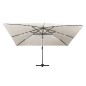 vidaXL Ampelschirm mit LED-Beleuchtung Alu-Mast 400x300 cm Sandweiß