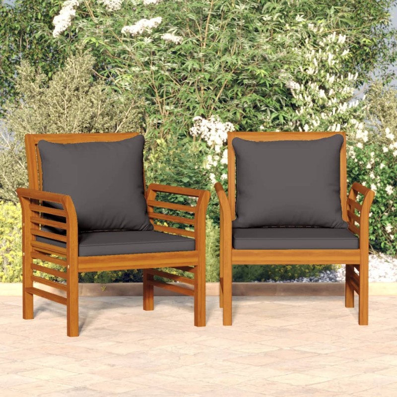 vidaXL Gartensessel mit Dunkelgrauen Kissen 2 Stk. Massivholz Akazie vidaXL Gartensessel mit Dunkelgrauen Kissen 2 Stk. Massivholz Akazie