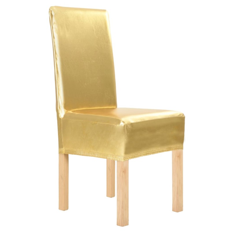 vidaXL 6 Stk. Stretch-Stuhlhussen Golden Gerade vidaXL 6 Stk. Stretch-Stuhlhussen Golden Gerade