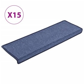 vidaXL Teppich-Treppenstufen 15 Stk. 65x21x4 cm Blau