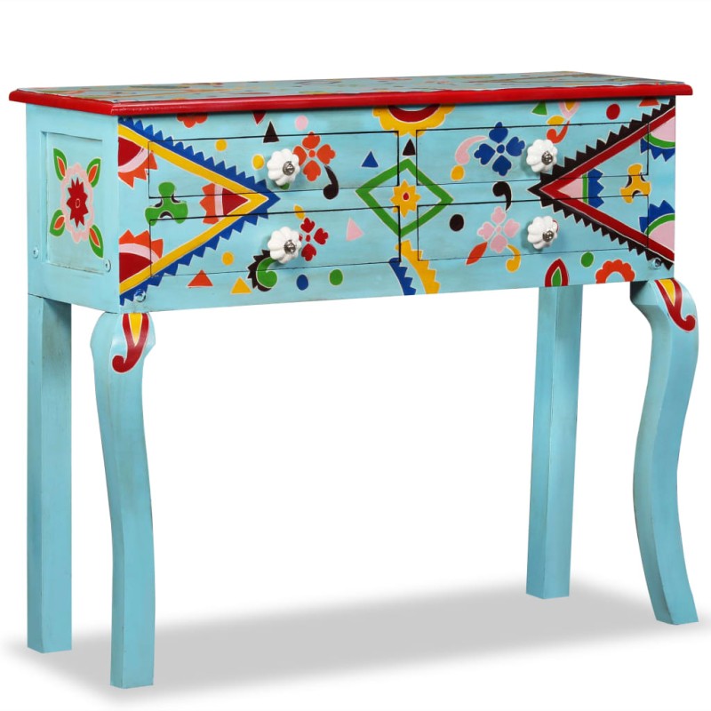 vidaXL Konsolentisch Massivholz Mango Blau Handbemalt vidaXL Konsolentisch Massivholz Mango Blau Handbemalt