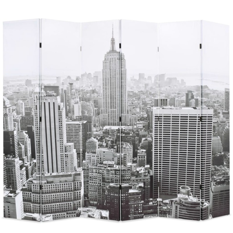 vidaXL Raumteiler klappbar 228 x 170 cm New York bei Tag Schwarz-Weiß vidaXL Raumteiler klappbar 228 x 170 cm New York bei Tag Schwarz-Weiß