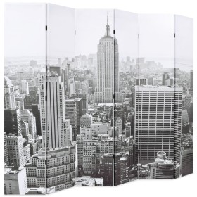 vidaXL Raumteiler klappbar 228 x 170 cm New York bei Tag Schwarz-Weiß