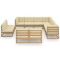 11-tlg. Garten-Lounge-Set Kissen Honigbraun Kiefer Massivholz 11-tlg. Garten-Lounge-Set Kissen Honigbraun Kiefer Massivholz